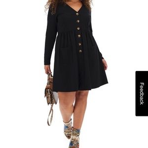 Simply Be Black Button Skater Dress